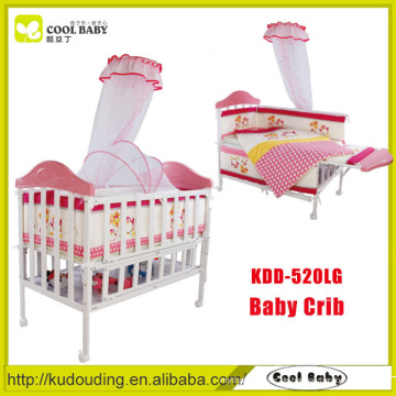 China Hersteller NEU Design Krippe für Baby mit Moskitonetz Aluminiumrahmen Babybett kann erweitert werden